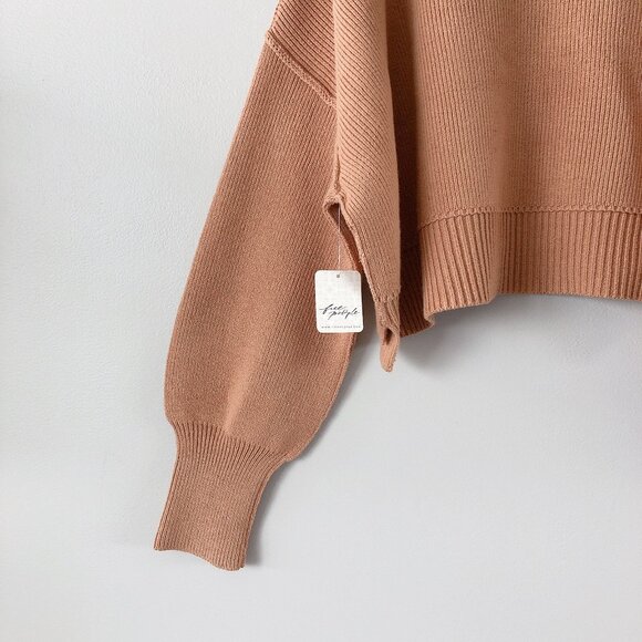 Free People Easy Street Crop Pullover oversized New with tags! Camel - Picture 10 of 14